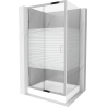 Mexen Apia Sliding Shower Cabin 100 x 80 cm, White Stripes, Chrome + Rio Shower Tray - 840-100-080-01-20-4510
