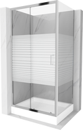 Mexen Apia sliding shower cabin 100 x 80 cm, white stripes, chrome + Rio tray - 840-100-080-01-20-4510