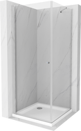 Mexen Pretoria hinged shower cubicle 70 x 70 cm, Transparent, Chrome + shower tray Flat - 852-070-070-01-00-4010