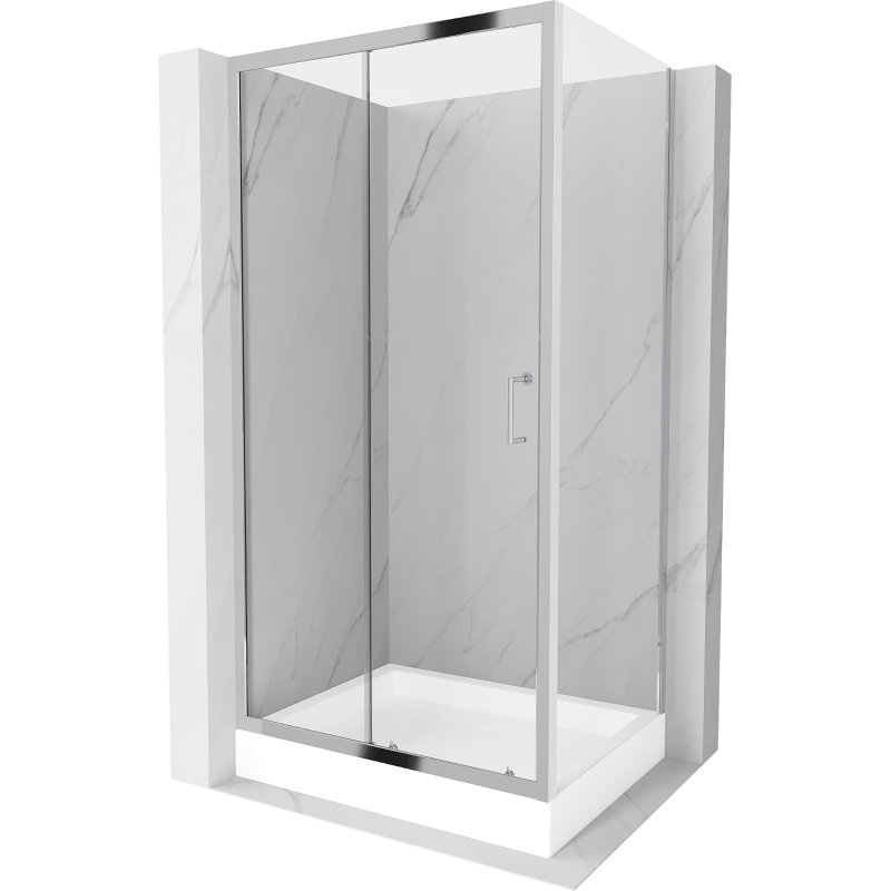 Mexen Apia extendable shower cubicle 120 x 90 cm, Transparent, Chrome + shower tray Rio - 840-120-090-01-00-4510