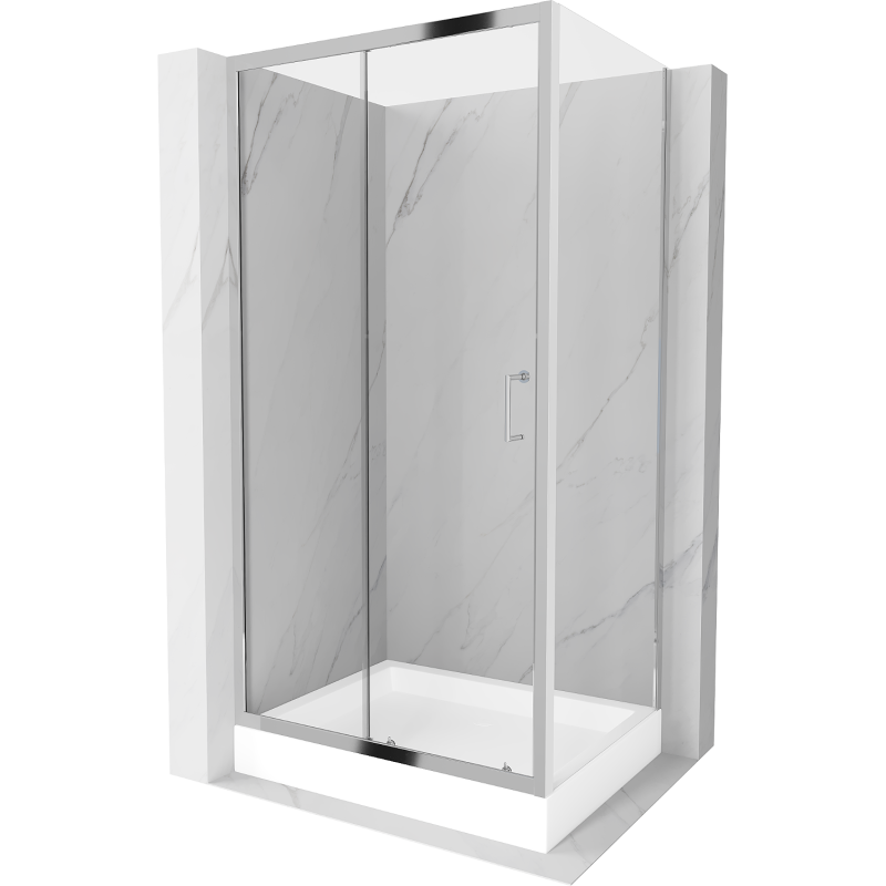 Mexen Apia sliding shower enclosure 120 x 80 cm, transparent, chrome + Rio shower tray - 840-120-080-01-00-4510