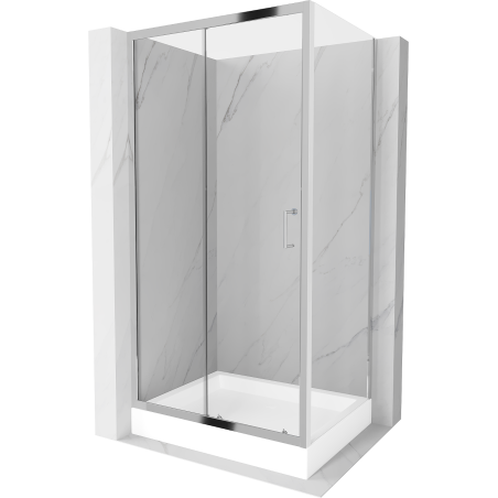 Mexen Apia sliding shower cabin 120 x 80 cm, transparent, chrome + Rio shower tray - 840-120-080-01-00-4510