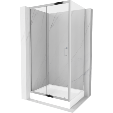 Mexen Apia sliding shower cabin 100 x 80 cm, transparent, chrome + Rio shower tray - 840-100-080-01-00-4510