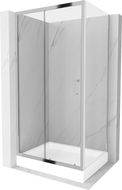 Mexen Apia extendable shower cubicle 100 x 80 cm, Transparent, Chrome + shower tray Rio - 840-100-080-01-00-4510