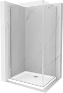 Mexen Pretoria hinged shower cubicle 100 x 70 cm, Transparent, Chrome + shower tray Flat - 852-100-070-01-00-4010