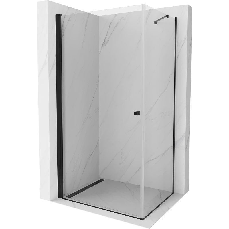 Mexen Pretoria hinged shower cubicle 80 x 90 cm, Transparent, Black - 852-080-090-70-00