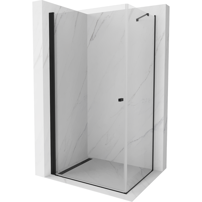 Mexen Pretoria 90 x 70 cm Hinged Shower Enclosure, Transparent, Black - 852-090-070-70-00