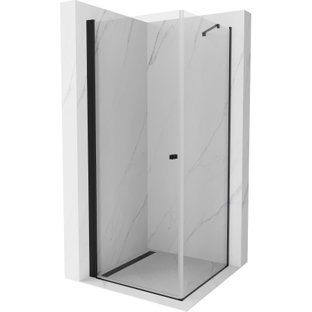 Mexen Pretoria 90 x 90 cm Hinged Shower Enclosure, Transparent, Black - 852-090-090-70-00