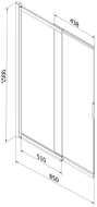 Mexen Fox 2-wing Sliding Shower Screen 85 x 150 cm, Transparent, Brushed Gun Gray - 891-085-002-66-00