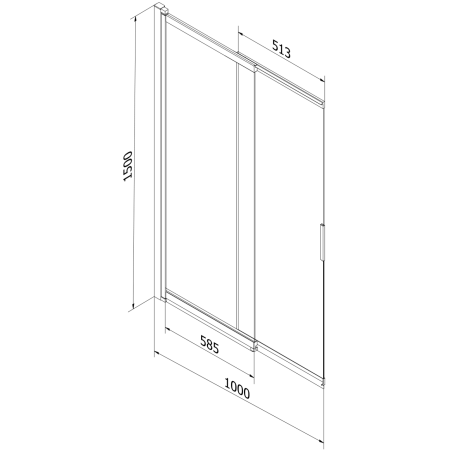 Mexen Fox Bath Screen, 2-Panel Sliding 100 x 150 cm, Transparent, Brushed Gun Gray - 891-100-002-66-00