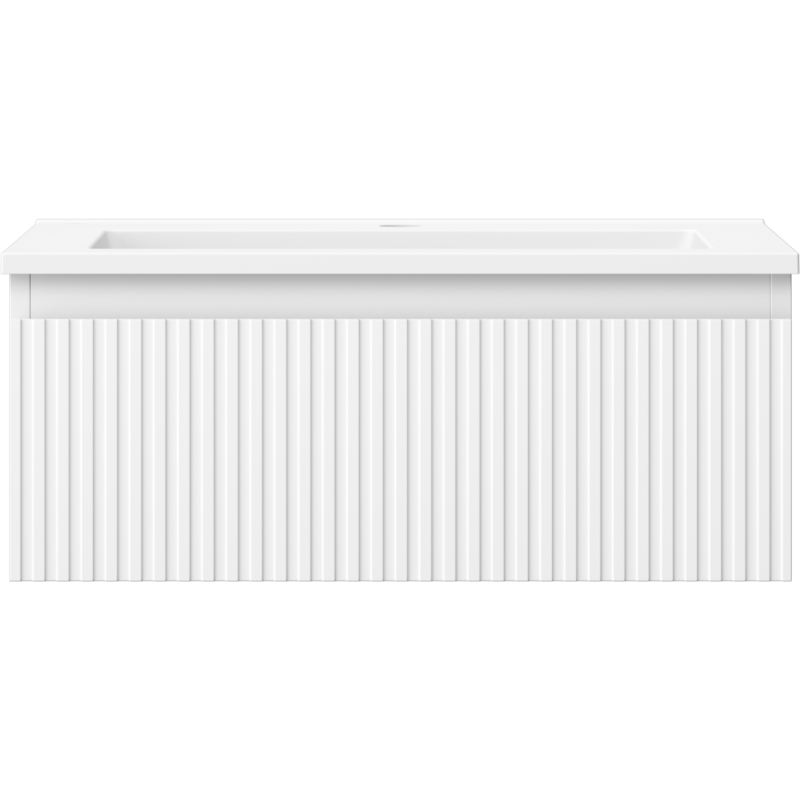 Mexen Rivel bathroom cabinet 60 cm with Otis sink, 1 drawer, grooved, white mat - 91A20-06023-1-BF01-W18M01