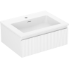 Mexen Rivel bathroom cabinet 60 cm with Otis sink, 1 drawer, fluted, white matte - 91A20-06023-1-BF01-W18M01