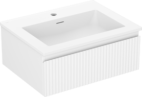 Mexen Rivel bathroom cabinet 60 cm with Otis sink, 1 drawer, grooved, white mat - 91A20-06023-1-BF01-W18M01