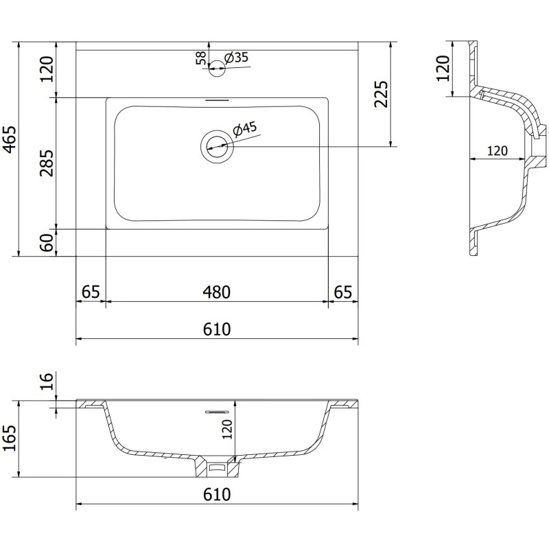Mexen Rivel bathroom cabinet 60 cm with Otis sink, 1 drawer, grooved, white mat - 91A20-06023-1-BF01-W18M01