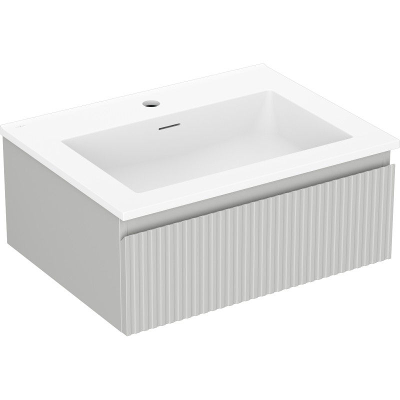 Mexen Rivel 60 cm bathroom cabinet with Otis sink, 1 drawer, grooved, gray matte/white matte - 91A20-06023-1-BF62-W18M01