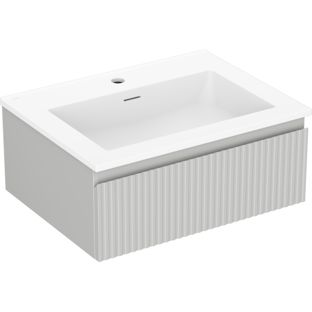 Mexen Rivel 60 cm bathroom cabinet with Otis sink, 1 drawer, grooved, gray matte/white matte - 91A20-06023-1-BF62-W18M01