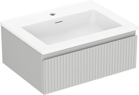 Mexen Rivel 60 cm bathroom cabinet with Otis sink, 1 drawer, grooved, gray matte/white matte - 91A20-06023-1-BF62-W18M01