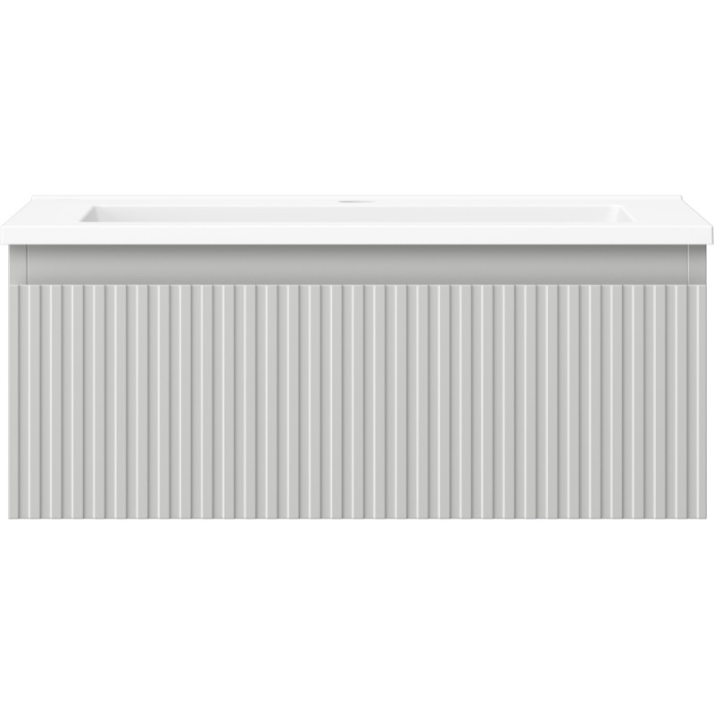 Mexen Rivel 60 cm bathroom cabinet with Otis sink, 1 drawer, grooved, gray matte/white matte - 91A20-06023-1-BF62-W18M01