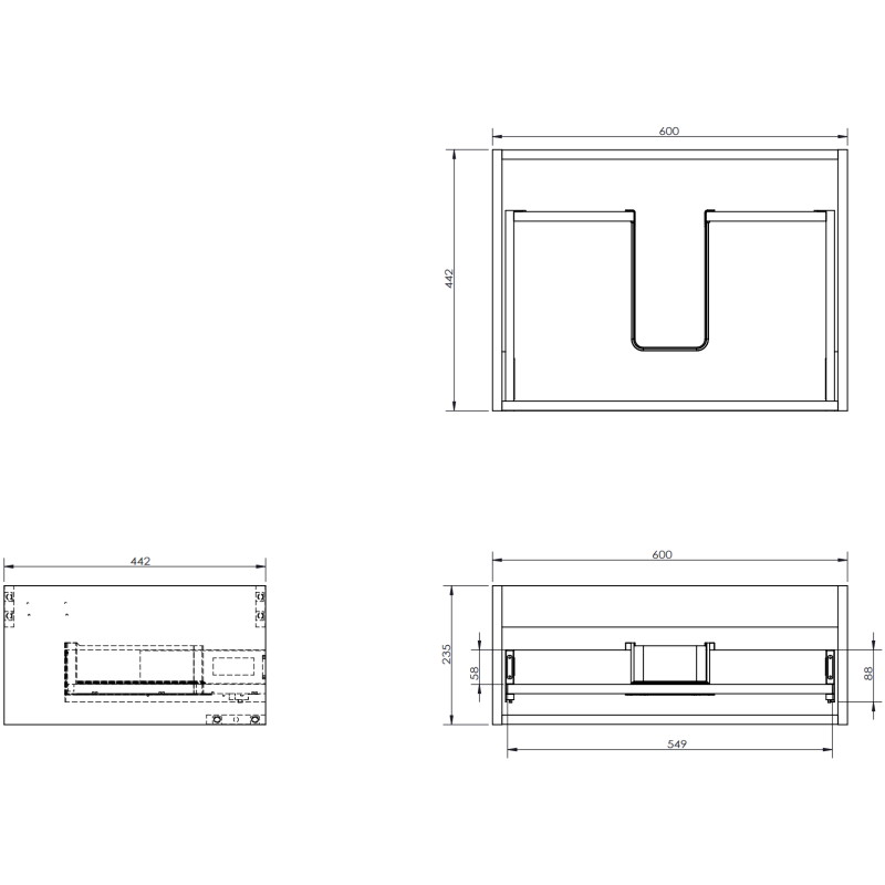 Mexen Rivel 60 cm bathroom cabinet with Otis sink, 1 drawer, grooved, gray matte/white matte - 91A20-06023-1-BF62-W18M01