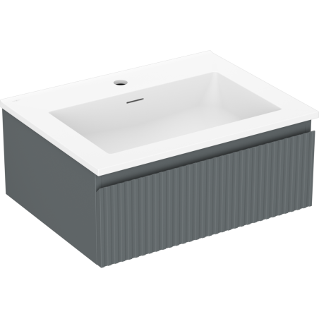Mexen Rivel bathroom cabinet 60 cm with sink Otis, 1 drawer, grooved, graphite matte/white matte - 91A20-06023-1-BF66-W18M01