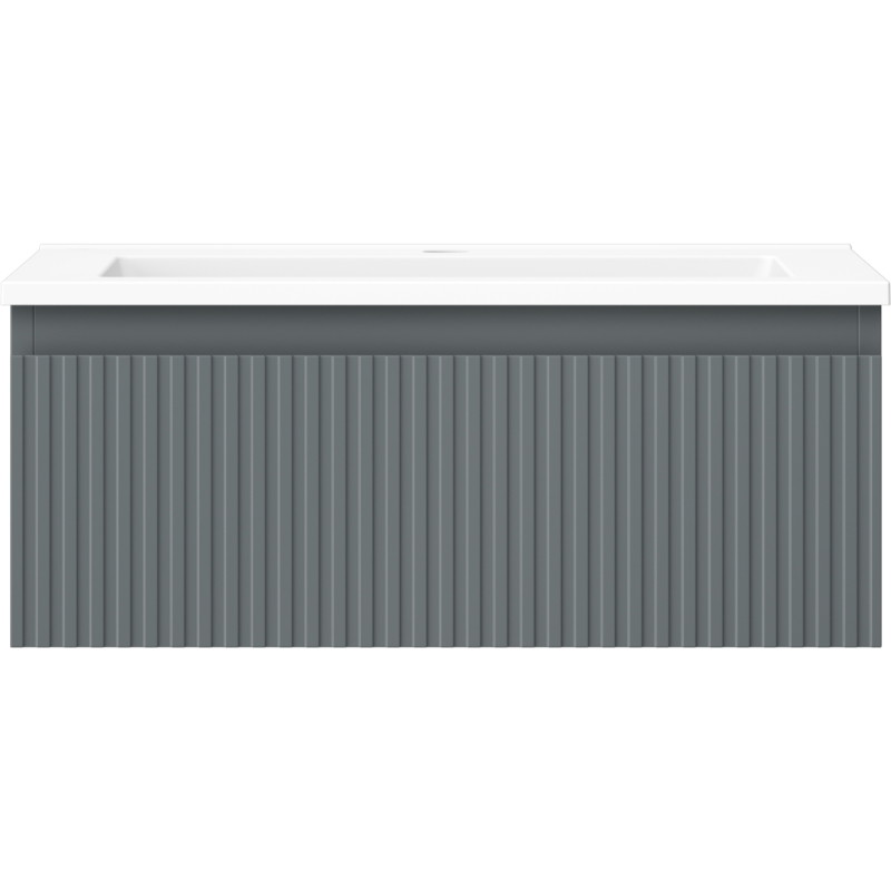 Mexen Rivel bathroom cabinet 60 cm with sink Otis, 1 drawer, grooved, graphite matte/white matte - 91A20-06023-1-BF66-W18M01