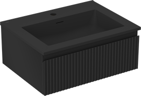 Mexen Rivel bathroom cabinet 60 cm with Otis washbasin, 1 drawer, grooved, black matte - 91A20-06023-1-BF71-W18M71
