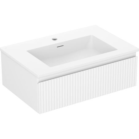 Mexen Rivel bathroom cabinet 70 cm with Otis sink, 1 drawer, grooved, white matt - 91A20-07023-1-BF01-W18M01