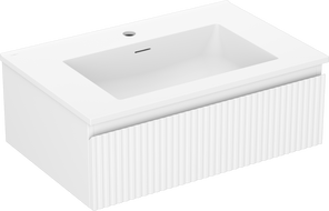 Mexen Rivel bathroom cabinet 70 cm with Otis washbasin, 1 drawer, grooved, white matte - 91A20-07023-1-BF01-W18M01