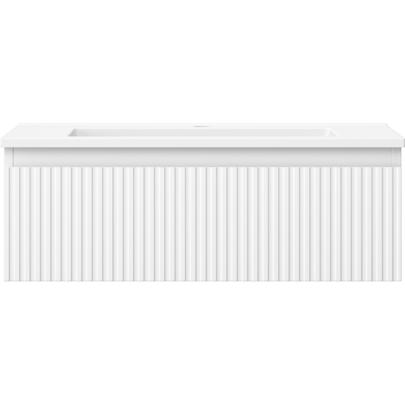 Mexen Rivel bathroom cabinet 70 cm with Otis sink, 1 drawer, grooved, white matt - 91A20-07023-1-BF01-W18M01