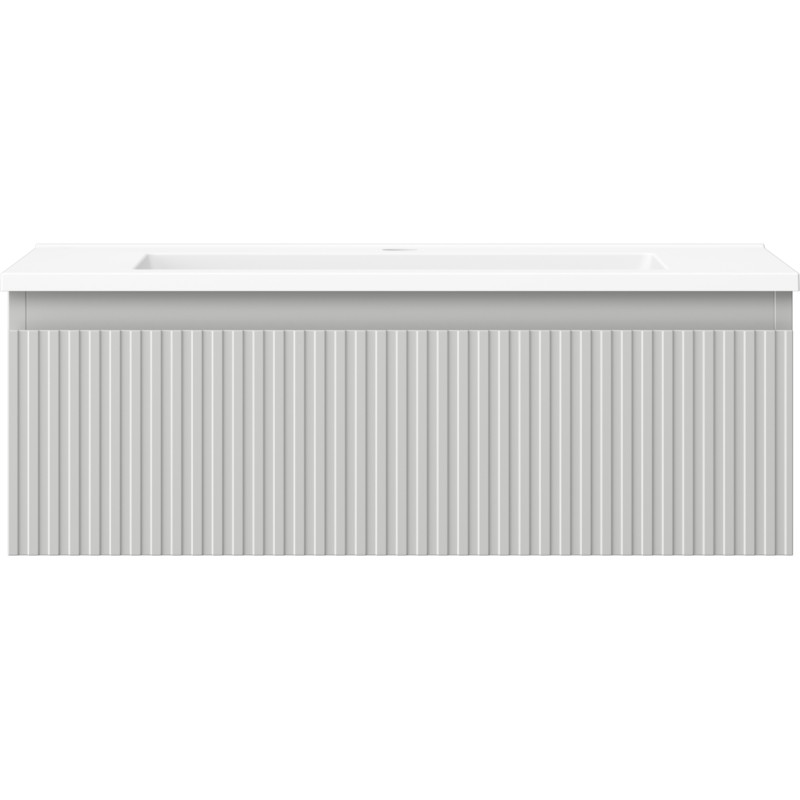 Mexen Rivel bathroom cabinet 70 cm with Otis sink, 1 drawer, fluted, gray matte/white matte - 91A20-07023-1-BF62-W18M01