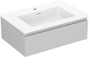Mexen Rivel bathroom cabinet 70 cm with Otis sink, 1 drawer, fluted, gray matte/white matte - 91A20-07023-1-BF62-W18M01