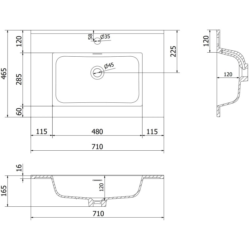 Mexen Rivel bathroom cabinet 70 cm with Otis sink, 1 drawer, fluted, grey matte/white matte - 91A20-07023-1-BF62-W18M01