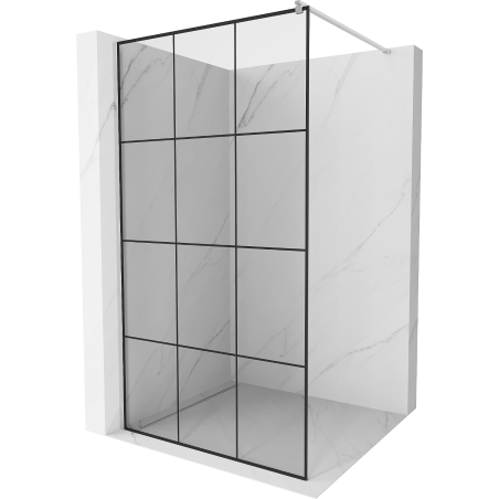 Mexen Kioto Walk-in Shower Wall 120 x 200 cm, Black Grid 8 mm, Chrome - 800-120-101-01-77