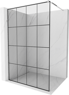 Mexen Kioto Walk-in Shower Wall 130 x 200 cm, Black Grid 8 mm, Chrome - 800-130-101-01-77