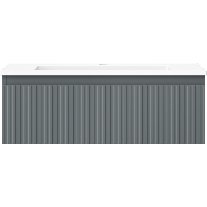 Mexen Rivel 70 cm bathroom cabinet with Otis sink, 1 drawer, grooved, graphite matt/white matt - 91A20-07023-1-BF66-W18M01