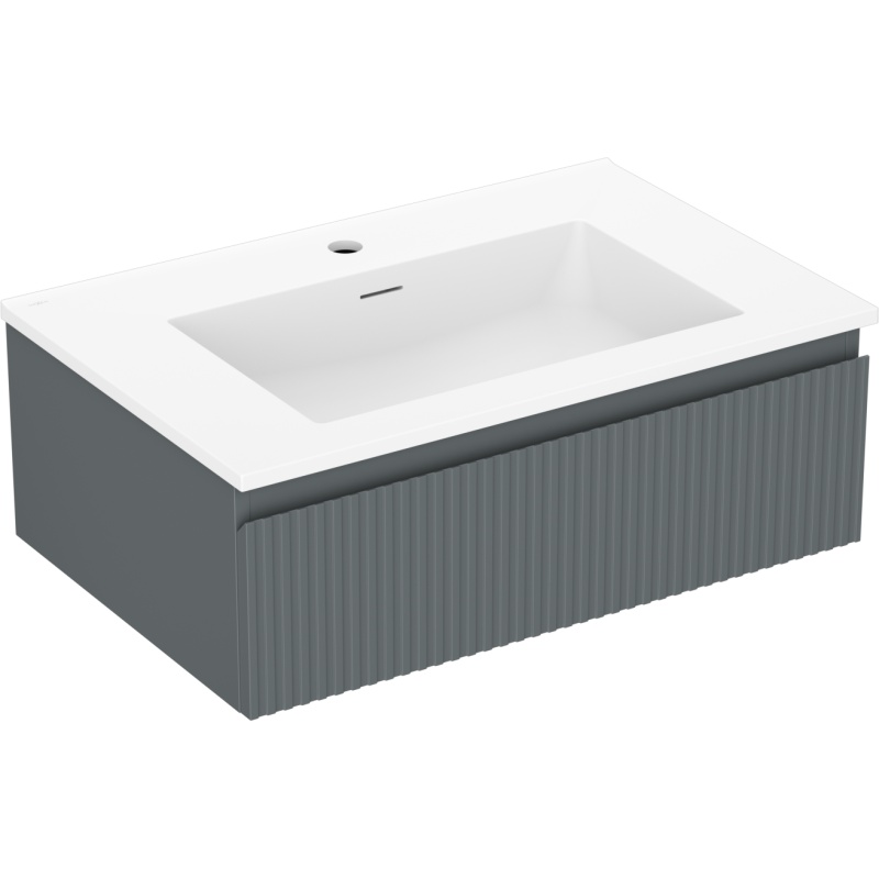 Mexen Rivel 70 cm bathroom cabinet with Otis sink, 1 drawer, grooved, graphite matt/white matt - 91A20-07023-1-BF66-W18M01