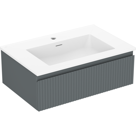 Mexen Rivel 70 cm bathroom cabinet with Otis sink, 1 drawer, grooved, graphite matt/white matt - 91A20-07023-1-BF66-W18M01