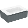 Mexen Rivel bathroom cabinet 70 cm with Otis sink, 1 drawer, fluted, graphite matte/white matte - 91A20-07023-1-BF66-W18M01