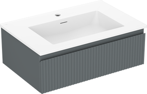 Mexen Rivel bathroom cabinet 70 cm with Otis sink, 1 drawer, fluted, graphite matte/white matte - 91A20-07023-1-BF66-W18M01