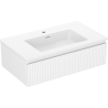 Mexen Rivel 80 cm bathroom cabinet with Otis sink, 1 drawer, grooved, white matte - 91A20-08023-1-BF01-W18M01