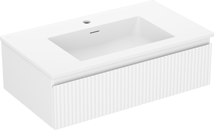 Mexen Rivel bathroom cabinet 80 cm with Otis sink, 1 drawer, grooved, white matte - 91A20-08023-1-BF01-W18M01