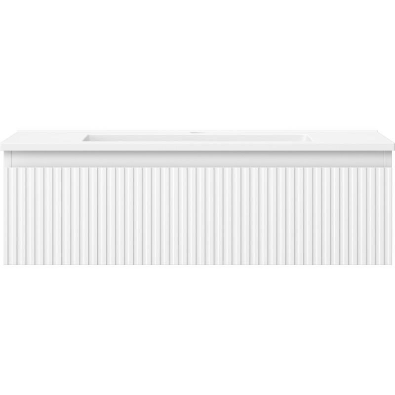 Mexen Rivel 80 cm bathroom cabinet with Otis sink, 1 drawer, grooved, white matte - 91A20-08023-1-BF01-W18M01