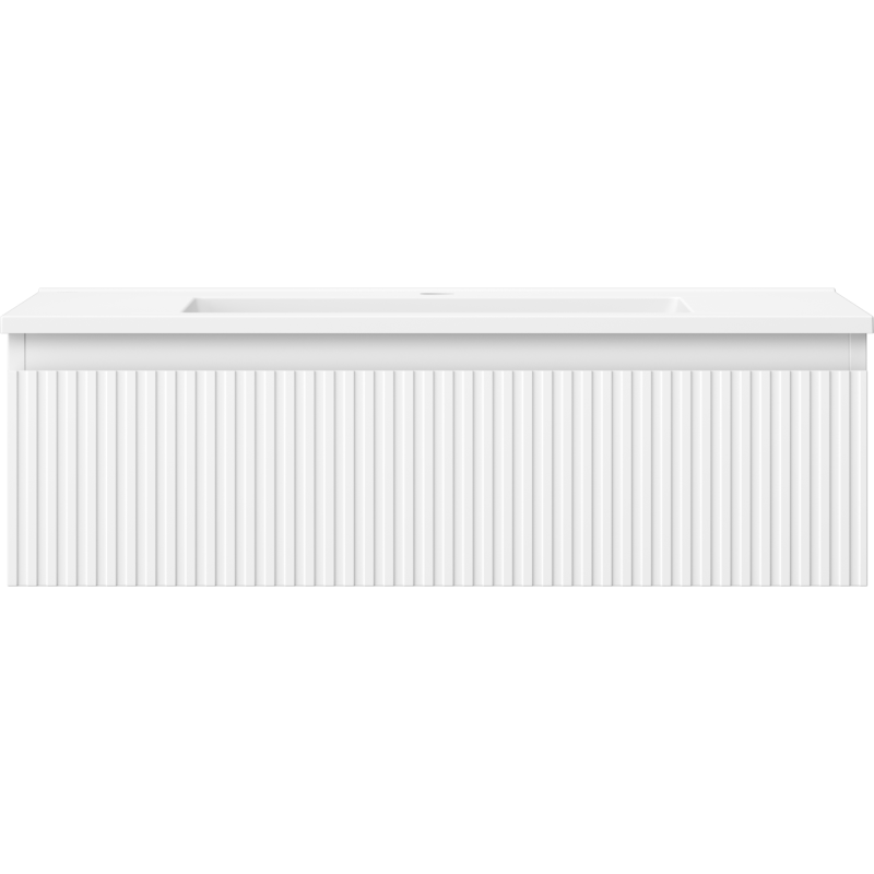 Mexen Rivel bathroom cabinet 80 cm with Otis sink, 1 drawer, grooved, white matt - 91A20-08023-1-BF01-W18M01