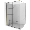 Mexen Kioto Walk-in Shower Wall 130 x 200 cm, Black Grid 8 mm, Gold - 800-130-101-50-77
