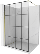 Mexen Kioto shower screen 140 x 200 cm, Transparent/Black pattern 8 mm, Gold - 800-140-101-50-77