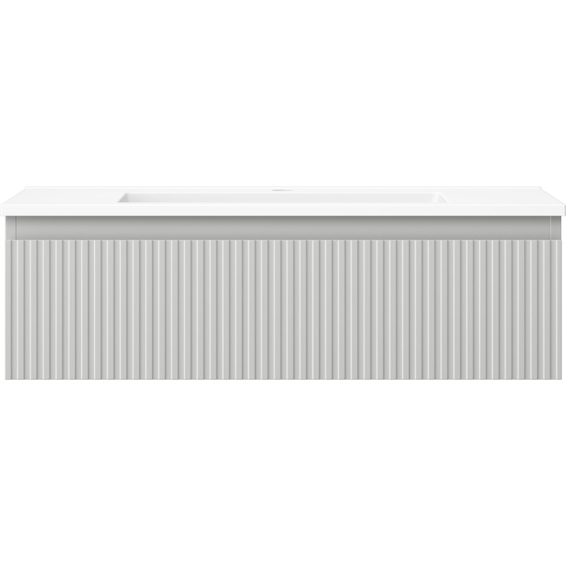 Mexen Rivel 80 cm Bathroom Cabinet with Otis Sink, 1 Drawer, Ribbed, Gray Matte/White Matte - 91A20-08023-1-BF62-W18M01