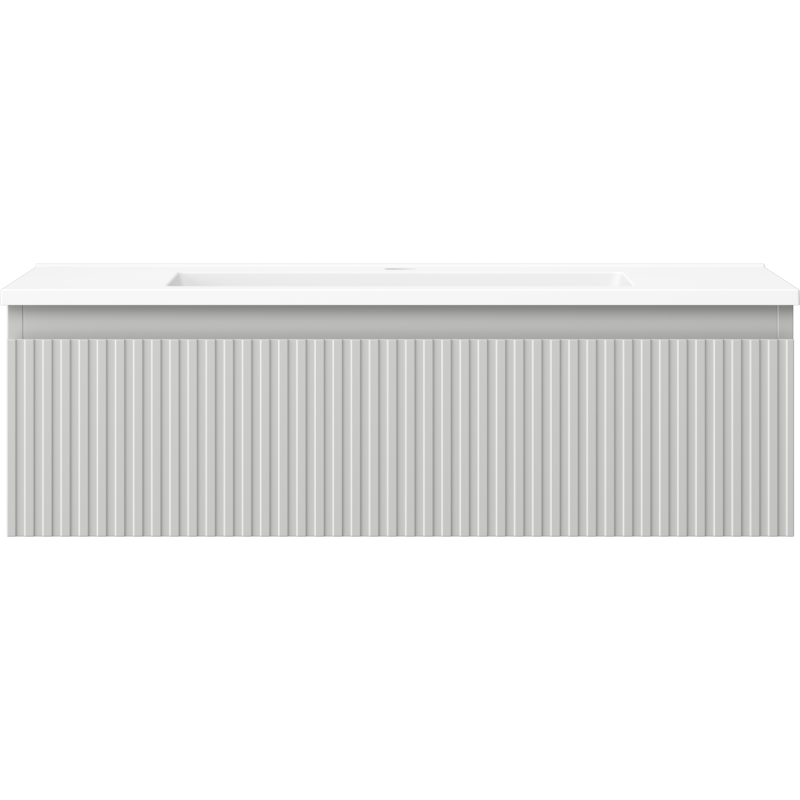 Mexen Rivel bathroom cabinet 80 cm with Otis basin, 1 drawer, fluted, grey matt/white matt - 91A20-08023-1-BF62-W18M01