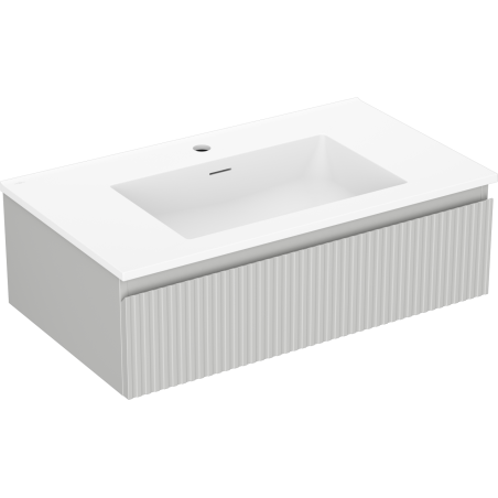 Mexen Rivel 80 cm Bathroom Cabinet with Otis Sink, 1 Drawer, Ribbed, Gray Matte/White Matte - 91A20-08023-1-BF62-W18M01