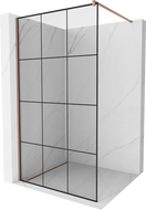 Mexen Kioto Walk-in shower wall 110 x 200 cm, black grid 8 mm, pink gold - 800-110-101-60-77
