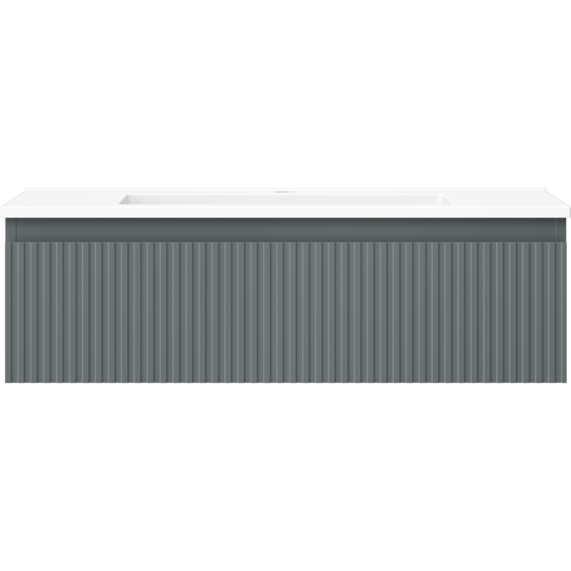 Mexen Rivel bathroom cabinet 80 cm with Otis sink, 1 drawer, fluted, graphite matt/white matt - 91A20-08023-1-BF66-W18M01